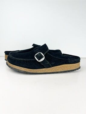 Birkenstock Buckley Black Suede Leather Slip On Shoes Moc Toe Mules EU 39 US L 8